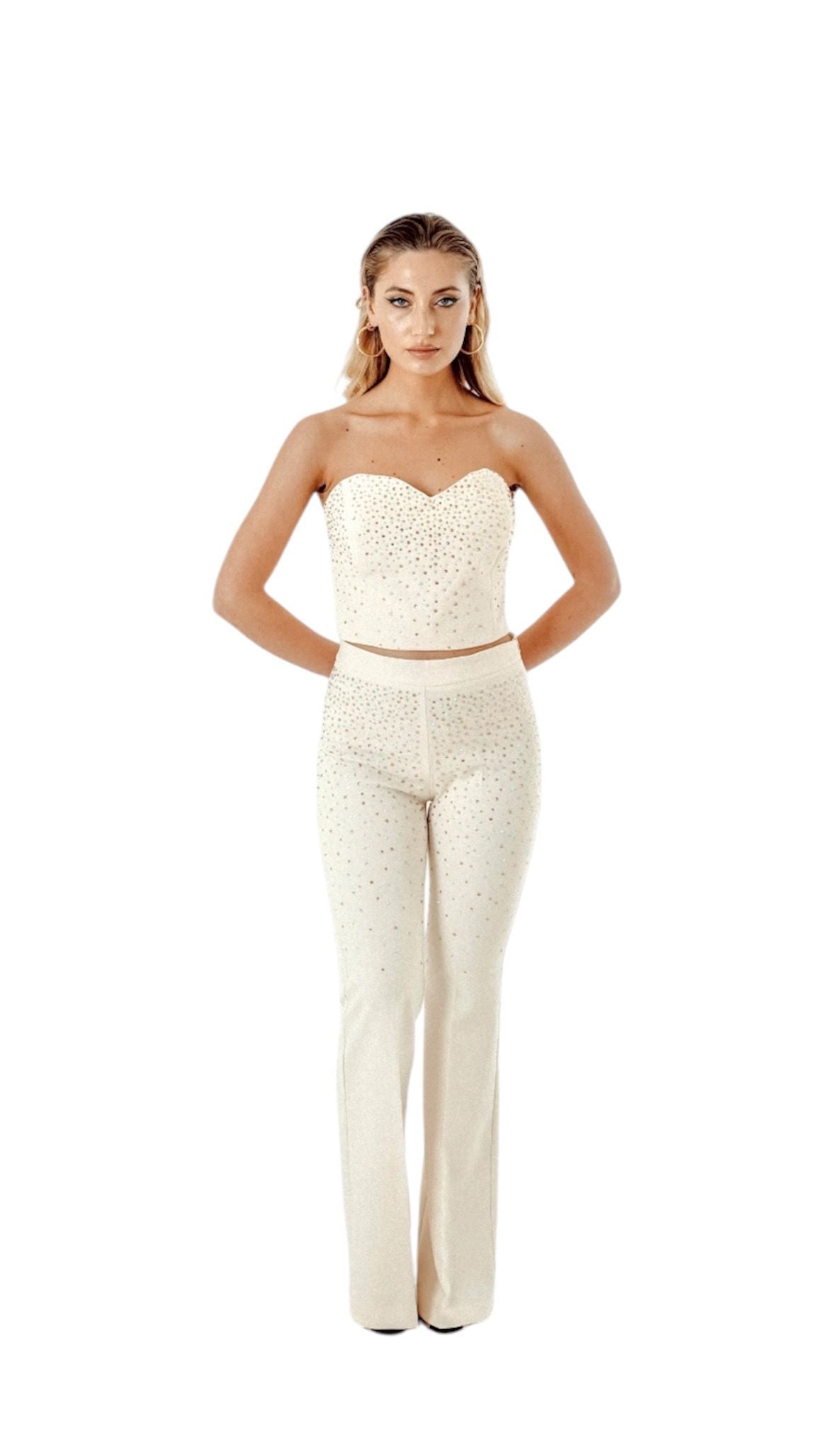 top bustier con strass multicolore