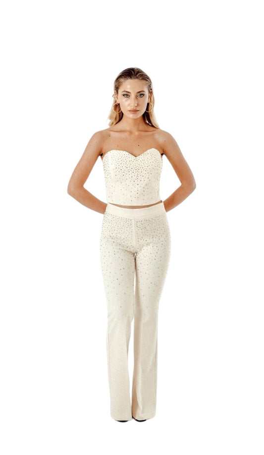 top bustier con strass multicolore