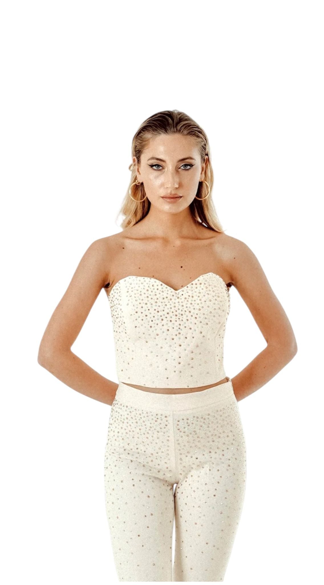 top bustier con strass multicolore